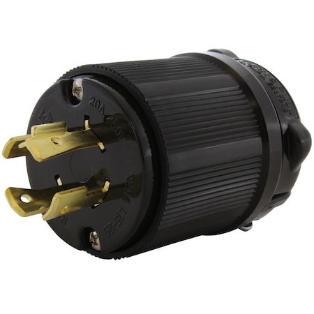 Ac Works Locking Plug, L15-20P, 20 A, 250V AC, Three Phase, Black ASL1520P-BK
